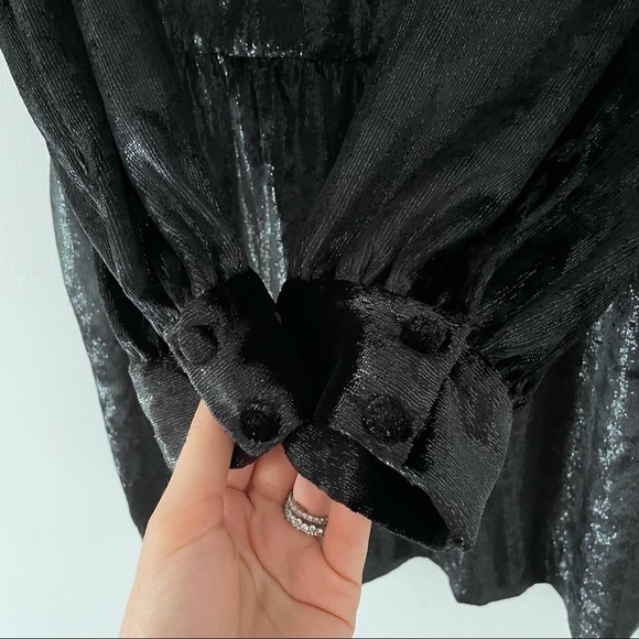 FRAME Noir Velvet Shimmering Metallic Mini Dress - Picture 12 of 14